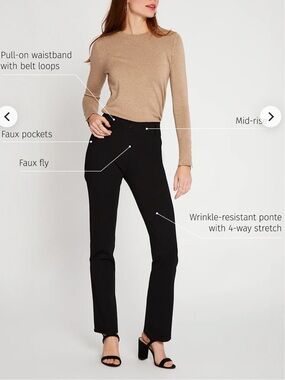 Betabrand Classic DPYP™ Dress Pant Yoga Pant | Straight (Black), XL